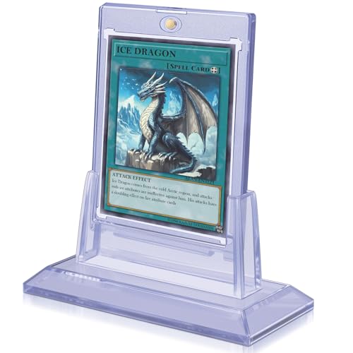 Magnetic Card Holders for Trading Cards, 35pt Acrylic Baseball Card Holders Display Case Fit for Sports Cards, TCG MTG Cards, Hard Plastic Card Protectors with Card Stands (1 Holder & 1 Stand)