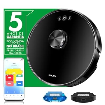 LILIN XR500 Inteligente Robô aspirador de pó e esfregão, Navegação e mapeamento LIDAR, Com mapeamento de vários níveis, 110/220V Bivolt, Alexa/Google Voice Control, 130min Tempo de execução, No Brasil
