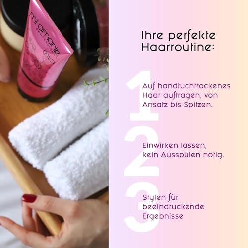 Foto von Mi Amante Ella Renew Haar Styling Creme – Intensiver Hitzeschutz für Haare Glätteisen, haarkur trockene haare, anti frizz creme, Styling für glänzendes Finish, Kein Ausspülen- 175ml