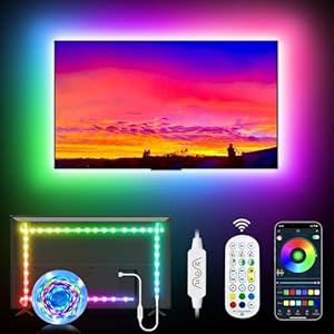 Daymeet TV Lights for 42-60 Inch TV, RGB Music Sync Tv Led Light Color Changing Tv Led Backlights with App/Remote Control, USB Led Strip Lights for Room Gaming Party Decorations