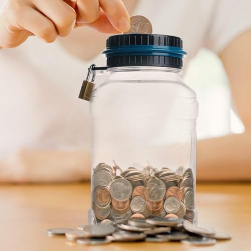 Groovy Green Digital Coin Counter Money Bank, 1.8L ABS Jar with LCD Display, Battery Operated, Wide Mouth Designï¼ŒGet one Lock and Two Keys