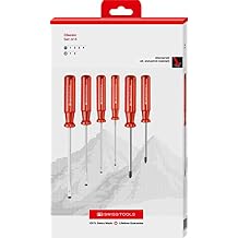PB Swiss Tools Slotted Phillips Screwdriver Set PB 1560.CBB | 100% Swiss Made | 6-Piece Classic Screwdriver Set Size PH1 PH2, Slotted 1-4