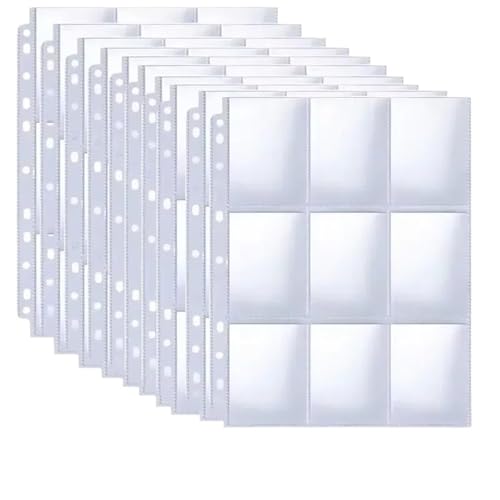 Trading Card Sleeve Pages 100Pack Pocket Binder Pages Double-Sided 9