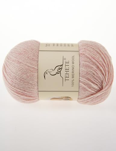 Image of 100% Merino Wool Yarn for Knitting 3-Ply Luxury Warm Soft Lightweight Crochet Yarn(Light Pink,3Balsl)