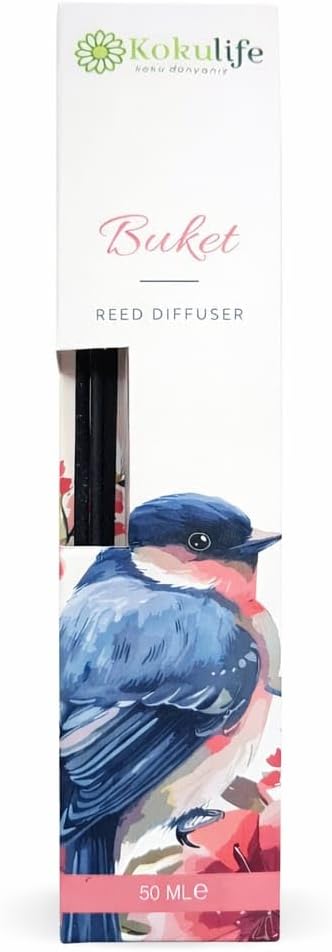 Buket Reed Diffuser Oda Kokusu 50 ML, Çubuklu Ortam Kokulandırıcı, Uzun Süre Kalıcı Ev Ofis Banyo Salon Koku Difüzörü, Dekoratif Cam Şişe Aromaterapi Ev Parfümü