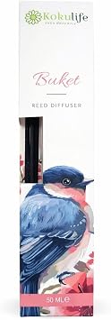 Buket Reed Diffuser Oda Kokusu 50 ML,  ubuklu Ortam Kokuland r c , Uzun S re Kal c  Ev Ofis Banyo Salon Koku Dif z r , Dekoratif Cam  i e Aromaterapi Ev Parf m