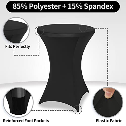 FestiCorp 6 Pack Spandex Black Table Cover, Cocktail Fitted Tablecloths, Round Highboy Stretch Table Covers Cloths for Party, DJ, Bar, Wedding, Birthday, Banquet, 30"-32" Diameter x 40"-43" Height by FestiCorp - Image 4