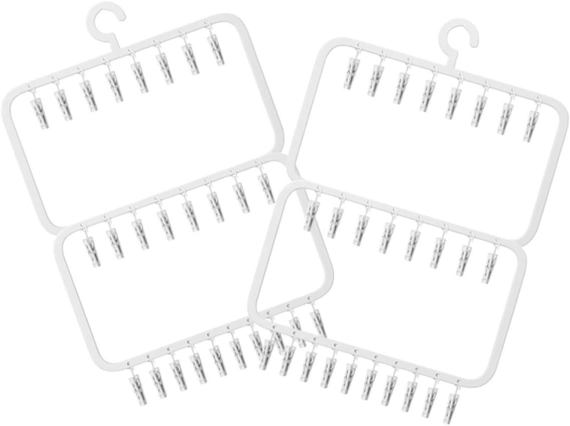 ERINGOGO Collapsible Plastic Laundry Hangers Easy to Use and Deformation-Resistant with Clips 2pcs Windproof Hook Design Space-Saving Hanger for Closets for Small Items and Socks