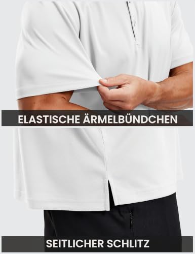 TACVASEN Poloshirt Herren Kurzarm Sommer Polyester T-Shirt Atmungsaktiv Quick Dry Leicht Funktionsshirt (L, Weiß)