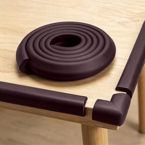 Image of Corner Protector Baby, Baby Proofing Edge Corner Protector, Waterproof Soft Foam Cushion with Adhesive Tape (6.6ft Edge + 4 Corners),Wall Corner Protector for Fireplace, Table, Stair, Cabinet(Brown)