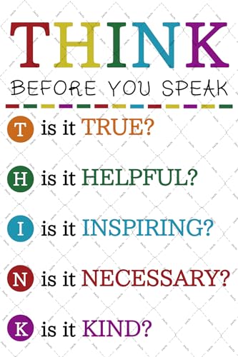 Plaque en métal « Think Before You Speak » pour maison, bar, chambre, pub, restaurant, café, club, décoration murale - 30,5 x 20,3 cm