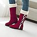 Ladies Fashion Solid Color Suede Belt Buckle Long Boots Plush Warm Thick Soled Winter Boots for Women Extra Wide Width (Red, 9)