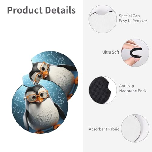 2 Pack Portavasos para Carro con Diseño Pinguino 2.7 pulg miniatura 5