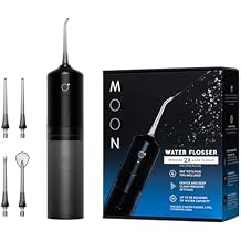 Moon Cordless Water Flosser for Teeth Cleaning, Plaque Removal & Gum Health - Water Pick with Gentle or Deep Clean Mode, 4 Interchangeable Tips & 8 Week Charge - Safe for Braces 1 Count
