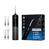 Moon Cordless Water Flosser for Teeth Cleaning, Plaque Removal & Gum Health - Water Pick with Gentle or Deep Clean Mode, 4 Interchangeable Tips &...