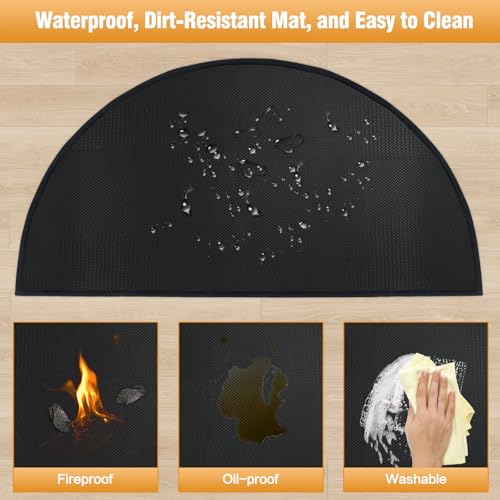 24x48inch Half Round Fireproof Hearth Pad for Wood Stove & Fireplace,Fire Resistant Fireplace Mat for Firewood & Pellet Stove,Protects Floors & Decks