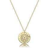 gdcoin zodiac leo coin necklace for women 18k gold filled tiny cute dainty disk astrology horoscope disc constellation minimalist medallion necklace mothers day valentines gift for her