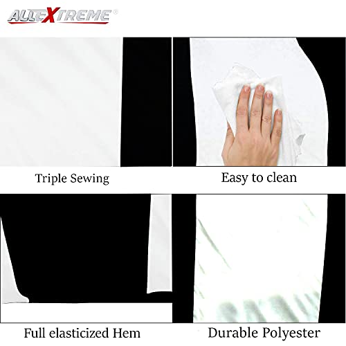 Image of Allextreme FPU5006 Car Body Cover Compatible with Fiat Palio Custom Fit Dustproof UV Heat Resistant Indoor Outdoor Body Protection (Black & White with Mirror)