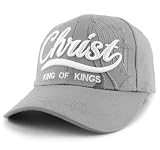 Black Duck Brand 3D Christ King of Kings Embroidered Jesus Christian Ball Cap (Gray)