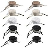 Apojgitn 5 Pairs Ribbon Shoe Laces for Women, 2CM Wide Fancy Flat Shoe Laces Casual Soft Snow Yarn Shoelace Fashion Stripe Shoelaces for Ladies Women Girls Sneakers Sports Shoes