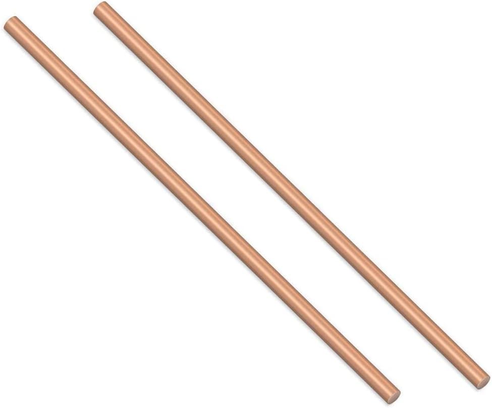 Kupfer, T2 Kupfer runder dünner Stab Vollstab-Zylinderdrehmaschine for verschiedene Wellenschweißdurchmesser 0,8–10 mm Länge 500 mm/19,7 Zoll 2 Stück, 5 mm x 500 mm(7mm*500mm)