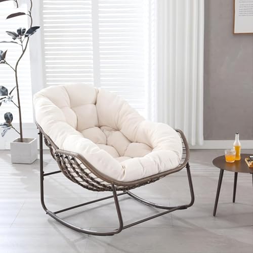 Mecedora con soporte de hierro Cush, silla relajante para dormitorio o sala de estar, soporta mesa de 150 kg y piel suave, perfecta para decoración del hogar