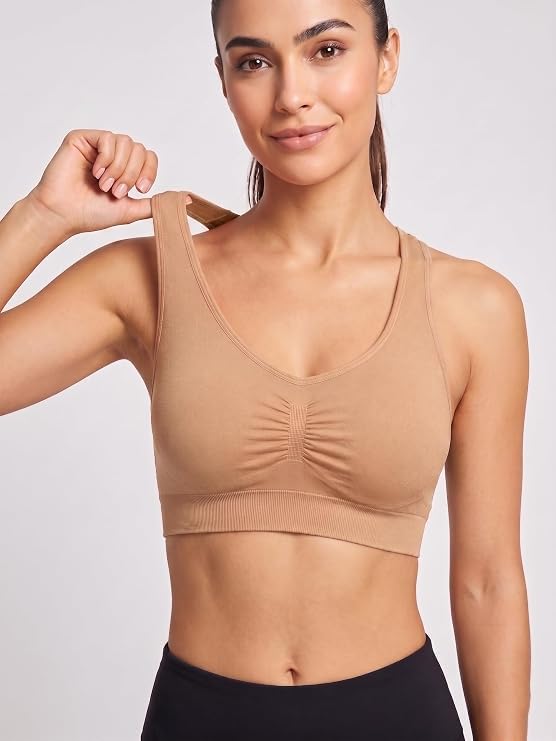 Image of Seamless Comfort: Padded Slip-On Sports Bra for Women - Effortless Support and Style (Free Size-Best for 30 to 36 Boob Size)