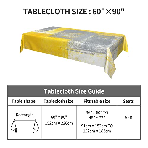 Mutakin Yellow And Gray Abstract Tablecloth Rectangle Table Cloth Washable Yellow Table Cover For Decoration Kitchen Dining Room 60X90 Inch #TOP3