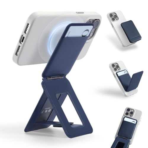 MOFT Phone Tripod Wallet, 3 in 1 Phone Stand, NFC-Supported Magnetic Phone Wallet, MOVAS Vegan Leather Adjustable Card Holder, Navy Blue Navy Blue with Card Slot