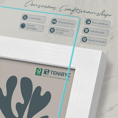 TENIBYC 5x7 picture frame 3 Pack, White Wood, Real Glass, for Photo, Art by TENIBYC - Used condition - Image 4