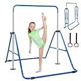 UMIKOOL DIRECT Expandable Gymnastics Bars with Ring, Adjustable Height Gymnastic Horizontal Bars, Gym Junior Training Bar Children Folding Training Monkey Bars for Kids