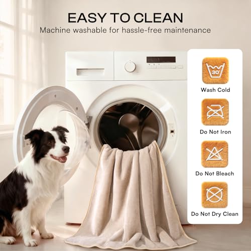 Luciphia Waterproof Pet Blanket, Liquid Pee Proof Dog Blanket for Sofa Bed Couch, Reversible Sherpa Fleece Furniture Protector Cover for Small Medium Large Dogs Cats, Khaki+Beige X-Large（85" x 57"） by Luciphia - Image 8