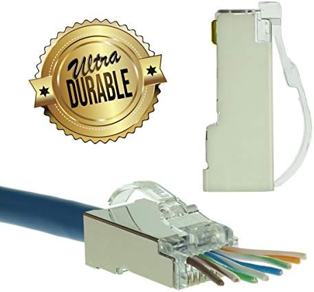 LINKUP - Snagless RJ45 Cat6 STP Connectors EZ Pass Through Ends | Ethernet Cat 6 8P8C Solid Plugs | STP Gigabit Round Cable Connector | Platinum 50 Mi Gold Plated High Performance | 50 Pack