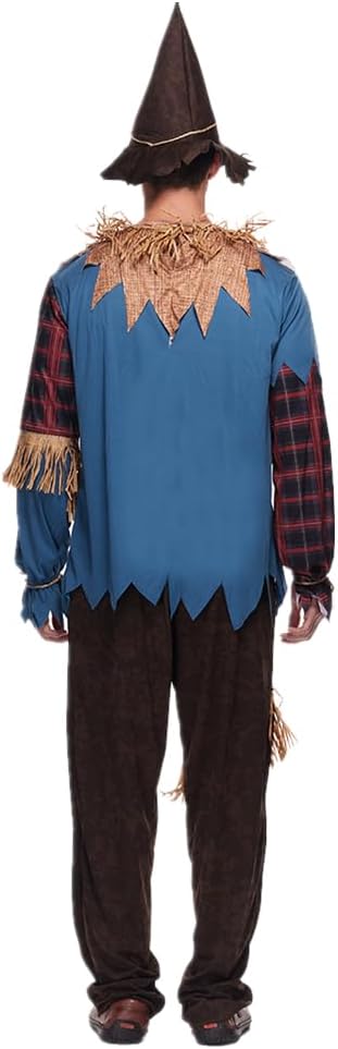 Mens Sinister Scarecrow Costume Adult Patchwork Halloween Wizard Outfits - Image 6