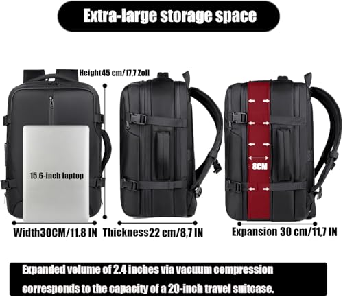 Vacuum Backpack Travel with Pump 50L Expandable Vacuum Seal Backpack Travel Water Resistant with TSA Lock for Women & Men (black)2