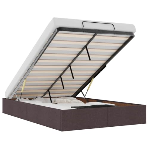 vidaXL Ottoman-Bett ohne Matratze Dunkelbraun 120x200 cm Stoff, Bettrahmen, Bettgestell mit Stauraum, Polsterbett, Bettgestell