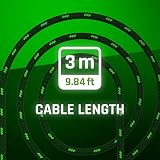 Snakebyte CHARGE CABLE SX (3 metry) – kabel USB typu C, USB 2.0 na wtyczkę C, kabel do szybkiego ładowania, kabel siatkowy USB C, odpowiedni do Xbox Series X, PS5, Samsung Galaxy, Huawei, Xiaomi i