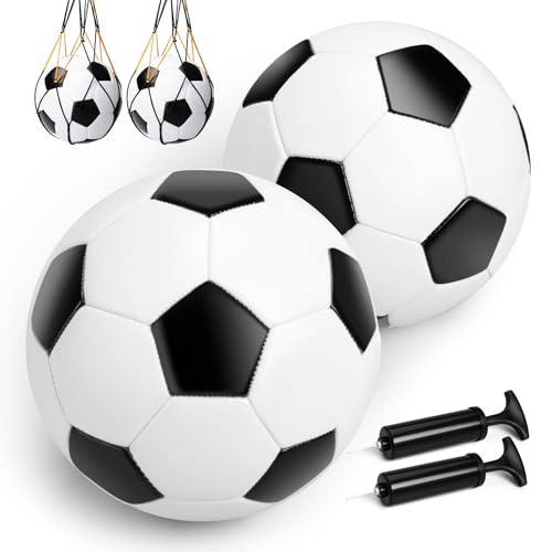 Innotoys Toddler Soccer Ball Size 2 with Pump for Kids 1-3 - 2 Packs Kids Soccer Ball - Indoor Outdoor Lawn Yard Balls Toys Birthday for Boys Girls