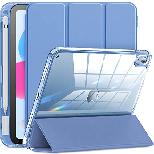 INFILAND Funda para iPad (A16) 11ª Generación 2025 11 Pulgadas/iPad 10ª Generación 2022 10,9 Pulgadas - Trasera Transparente Carcasa Ligera con Suspensión/Activación Automática, Azul