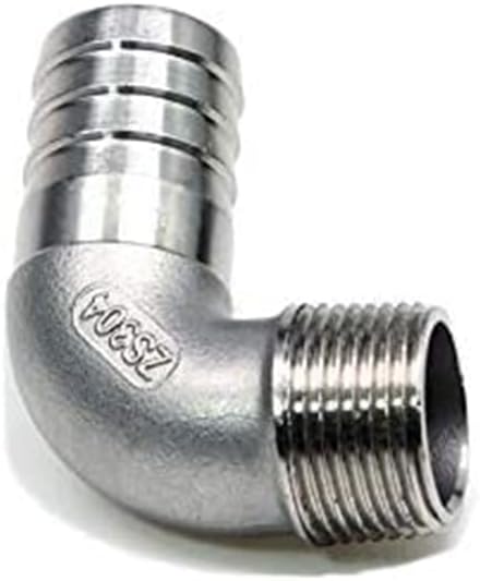 JoyTube 304 Stainless Steel Barbed Elbow Hose, 1" Barb to 1" NPT Male 90 Degree Barbed Pipe Fitting for Home Brew (Pack of 1)