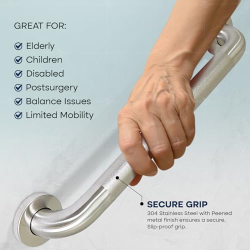 Highcraft Grab Bar for Bathtubs and Showers, Anti Slip Shower Grab Bars for Seniors and Elderly, Safety Bar for Bathroom 18\" x 1.5\" ADA Compliant Grab Bar, Heavy Duty Stainless Steel Shower Handle - Thumbnail 5