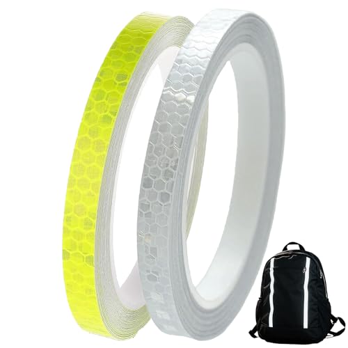 shweehon 2 Rolls Reflective Tape Reflective Stickers Reflective Strips for Clothing 10mmx8m Waterproof High Visibility Reflector Warning Stickers for Outdoor Vehicles Bikes Helmets