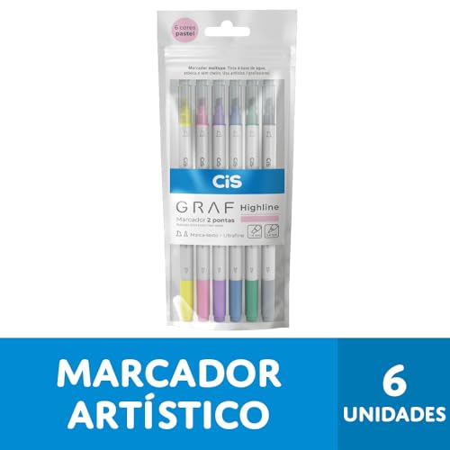 Graf Highline - Marcador Artistico Ponta Dupla - CIS - Estojo com 6 cores pastéis