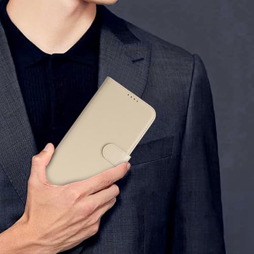 Image of for iPhone 13 Pro Max Case Wallet with Card Holder,for iPhone 12 Pro Max Wallet Case for Women Men,PU Leather Shockproof Magnetic Buckle Stand Flip Phone Case-Beige