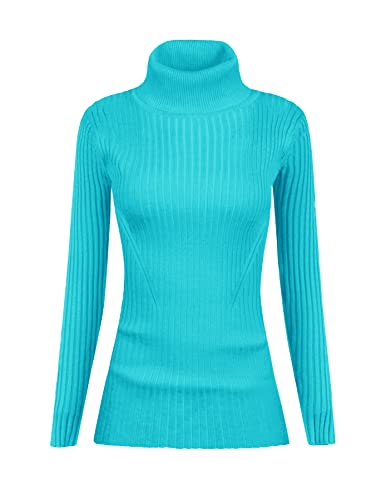 Turtleneck ribbed sweater for women