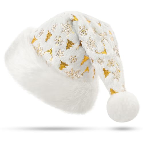 KONVINIT Weihnachtsmütze Erwachsene,Luxus Weihnachtsmann Mütze...
