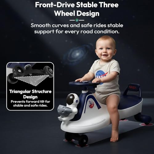 Image of StarAndDaisy Baby Swing /Magic Car for Kids Toys for 2-5 Years boy & Girl with Backrest seat & Storage, 360 Swivel Steering Twister Ride-on /Wiggle car Toy (Red-Blue)