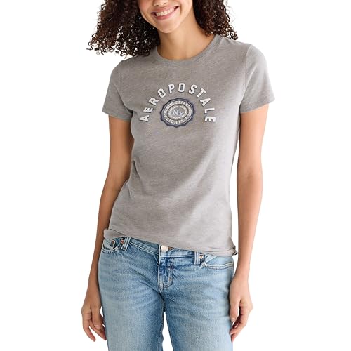 Aeropostale Circle Crest Graphic Tee, Medium Heather Grey, S