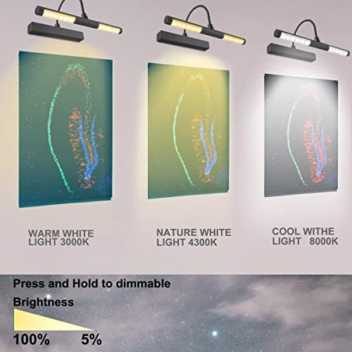 Luxsway Wireless Picture Light Battery Operated, Remote Control Painting Light With Rotatable Light Head, Dimmable And Timer Off, Wall Art Light For Pictures Painting Artworking Display-Black #TOP2