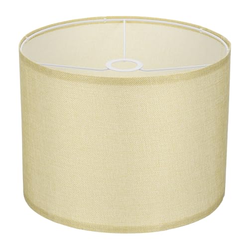 YOKIVE 1Set Drum Lamp Shades for Table Lamps, 13"x13"x10" Linen Lampshade Easy Assembly Lamp Shade with E26/E14/Spider Fitter Adapters for Floor Lamps Bedside Lamps, Yellow